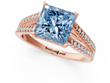 Rose gold Fancy Blue Princess  Solitaire Split Shank Pavé Diamond Engagement Ring_415