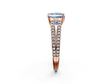 Rose gold Fancy Blue Princess  Solitaire Split Shank Pavé Diamond Engagement Ring_416