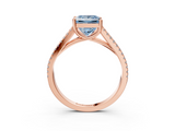 Rose gold Fancy Blue Princess  Solitaire Split Shank Pavé Diamond Engagement Ring_417