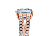 Rose gold Fancy Blue Princess  Solitaire Split Shank Pavé Diamond Engagement Ring_419