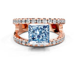 Rose gold Fancy Blue Princess  Solitaire Split Shank Pave Diamond Ring_49