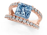Rose gold Fancy Blue Princess  Solitaire Split Shank Pave Diamond Ring_50