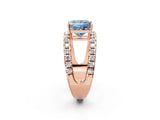 Rose gold Fancy Blue Princess  Solitaire Split Shank Pave Diamond Ring_51
