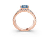 Rose gold Fancy Blue Princess  Solitaire Split Shank Pave Diamond Ring_52