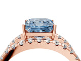 Rose gold Fancy Blue Princess  Solitaire Split Shank Pave Diamond Ring_53