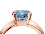 Rose gold Fancy Blue Princess  Solitaire Tension Set Diamond Ring with Wide Band_24