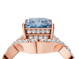 Rose gold Fancy Blue Princess  Solitaire Twist Band Pavé Diamond Engagement Ring_70