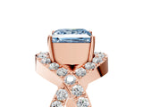 Rose gold Fancy Blue Princess  Solitaire Twist Band Pavé Diamond Engagement Ring_71