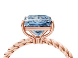 Rose gold Fancy Blue Princess  Solitaire Twist Band Ring with Four-Prong Setting_72