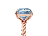 Rose gold Fancy Blue Princess  Solitaire Twist Band Ring with Four-Prong Setting_73