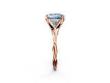 Rose gold Fancy Blue Princess  Solitaire Twist Band Six-Prong Setting 2