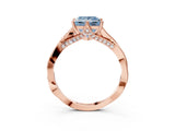 Rose gold Fancy Blue Princess  Solitaire Twist Band Six-Prong Setting 3