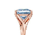 Rose gold Fancy Blue Princess  Solitaire Twist Band Six-Prong Setting 5