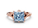 Rose gold Fancy Blue Princess  Solitaire Twist Band Six-Prong Setting