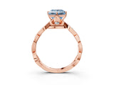 Rose gold Fancy Blue Princess  Solitaire Twist Band with Leaf Prong Setting 4