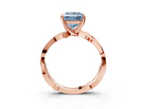 Rose gold Fancy Blue Princess  Solitaire Twist Band with Pavé Accents and Four-Prong Setting_23