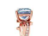 Rose gold Fancy Blue Princess  Solitaire Twist Band with Pavé Accents and Four-Prong Setting_25