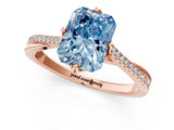 Rose gold Fancy Blue Princess  Solitaire Twist Band with Pavé Diamonds and Four-Prong Setting_54