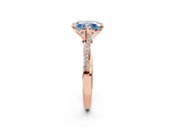 Rose gold Fancy Blue Princess  Solitaire Twist Band with Pavé Diamonds and Four-Prong Setting_55