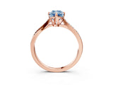 Rose gold Fancy Blue Princess  Solitaire Twist Band with Pavé Diamonds and Four-Prong Setting_56