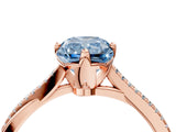 Rose gold Fancy Blue Princess  Solitaire Twist Band with Pavé Diamonds and Four-Prong Setting_57
