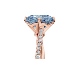 Rose gold Fancy Blue Princess  Solitaire Twist Band with Pavé Diamonds and Four-Prong Setting_58