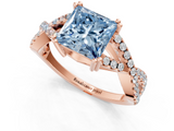 Rose gold Fancy Blue Princess  Solitaire Twist Band with Pavé Setting and Four-Prong Setting_18