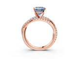 Rose gold Fancy Blue Princess  Solitaire Twist Band with Pavé Setting and Four-Prong Setting_96