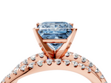 Rose gold Fancy Blue Princess  Solitaire Twist Band with Pavé Setting and Four-Prong Setting_97