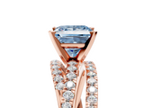 Rose gold Fancy Blue Princess  Solitaire Twist Band with Pavé Setting and Four-Prong Setting_98