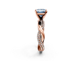 Rose gold Fancy Blue Princess  Solitaire Twist Band with Pave Prong Setting_73