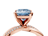 Rose gold Fancy Blue Princess  Solitaire Twist Band with Pave Prong Setting_75