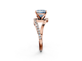 Rose gold Fancy Blue Princess  Solitaire Twist Band with Pave Set Diamonds and Four-Prong Setting_133
