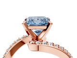 Rose gold Fancy Blue Princess  Solitaire Twist Band with Pave Set Diamonds and Four-Prong Setting_135