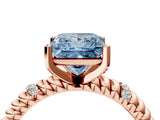 Rose gold Fancy Blue Princess  Solitaire Twisted Band Prong Set Engagement Ring_65