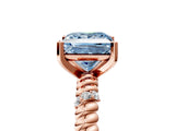 Rose gold Fancy Blue Princess  Solitaire Twisted Band Prong Set Engagement Ring_66
