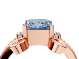 Rose gold Fancy Blue Princess  Solitaire Twisted Band Scroll Prong Ring_7