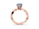 Rose gold Fancy Blue Princess  Solitaire Twisted Band with Bead Prong Setting_317