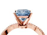Rose gold Fancy Blue Princess  Solitaire Twisted Band with Bead Prong Setting_318