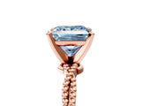 Rose gold Fancy Blue Princess  Solitaire Twisted Band with Bead Prong Setting_319