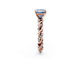 Rose gold Fancy Blue Princess  Solitaire Twisted Band with Pavé Accents and Four-Prong Setting_5