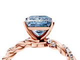 Rose gold Fancy Blue Princess  Solitaire Twisted Band with Pavé Accents and Four-Prong Setting_7