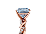 Rose gold Fancy Blue Princess  Solitaire Twisted Band with Pavé Accents and Four-Prong Setting_8