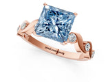 Rose gold Fancy Blue Princess  Solitaire Twisted Band with Prong Setting 2