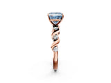 Rose gold Fancy Blue Princess  Solitaire Twisted Band with Prong Setting 3