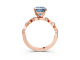 Rose gold Fancy Blue Princess  Solitaire Twisted Band with Prong Setting 4