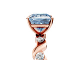 Rose gold Fancy Blue Princess  Solitaire Twisted Band with Prong Setting