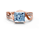 Rose gold Fancy Blue Princess  Solitaire Twisted Band with Prong Setting_3
