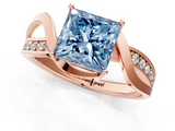 Rose gold Fancy Blue Princess  Solitaire Twisted Band with Prong Setting_4