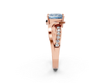 Rose gold Fancy Blue Princess  Solitaire Twisted Band with Prong Setting_5